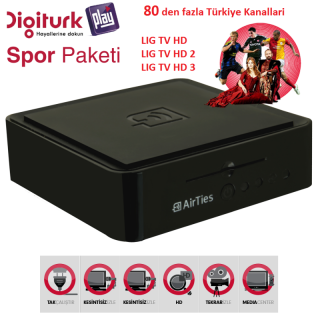 Digitürk Play mit LIG TV HD monatliche Zahlung für Private Nutzung Inkl. Airties Digitürk HD IP-Receiver